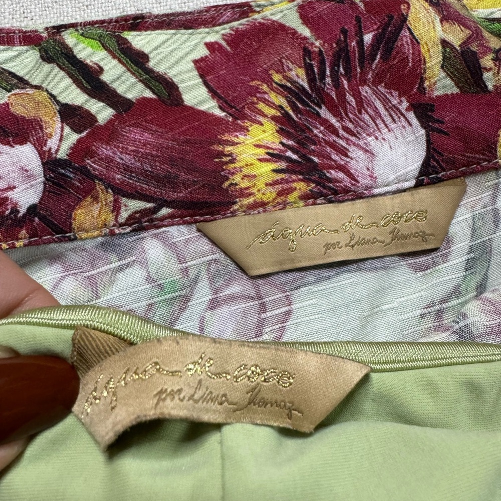Agua De Coco Lime Green Floral One Piece Swimsuit & Matching Coverup Skirt L - Picture 9 of 11
